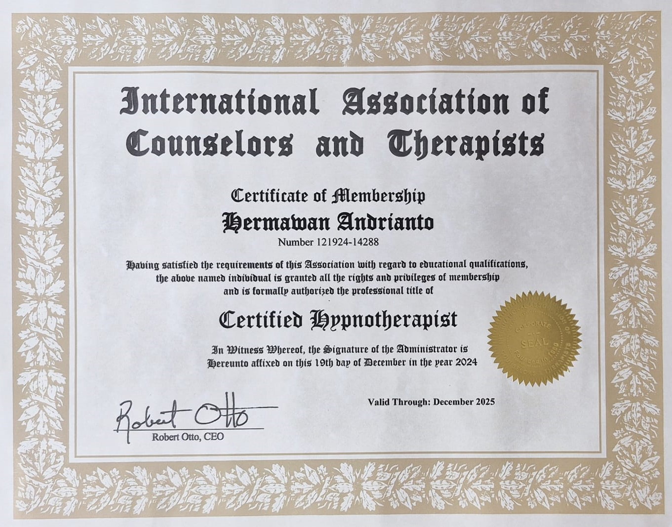 International Association of Counselors and Therapists (IACT-USA) – Hermawan Andrianto International Association of Counselors and Therapists (IACT-USA) - Hermawan Andrianto